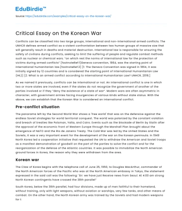 Critical Essay on the Korean War