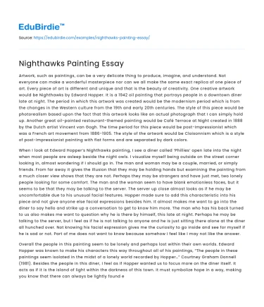Nighthawks Painting Essay