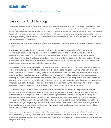 Language as a Reflection of Ideological Constructs