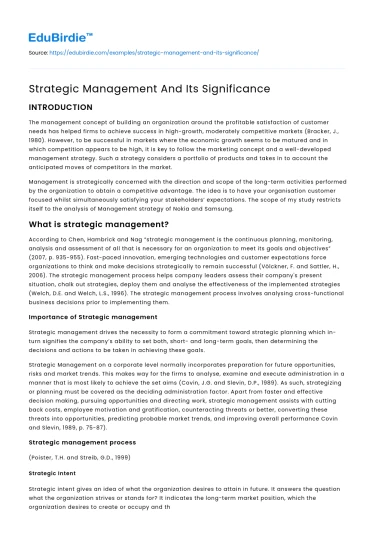 Strategic Management And Its Significance