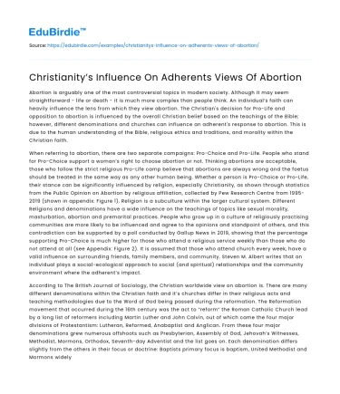 Christianity’s Influence On Adherents Views Of Abortion