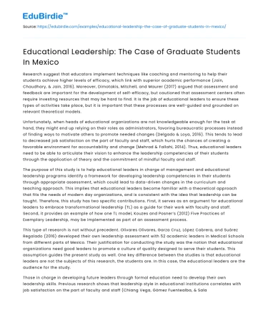 Educational Leadership: The Case of Graduate Students In Mexico