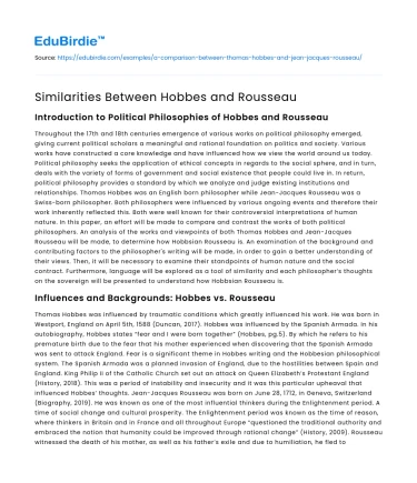 Similarities Between Hobbes and Rousseau