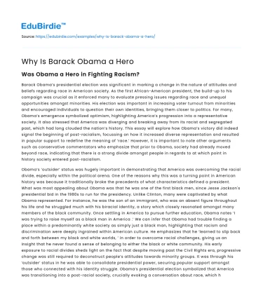 Why Is Barack Obama a Hero