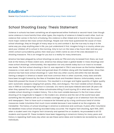 School Shooting Essay: Thesis Statement