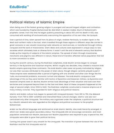 Political History of Islamic Empire