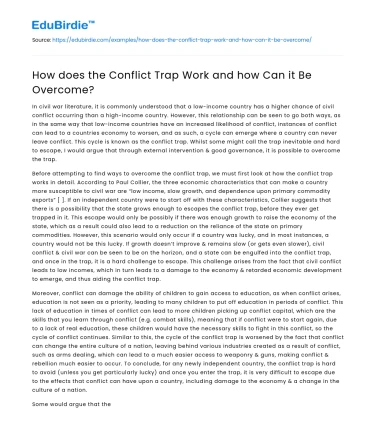 How does the Conflict Trap Work and how Can it Be Overcome?