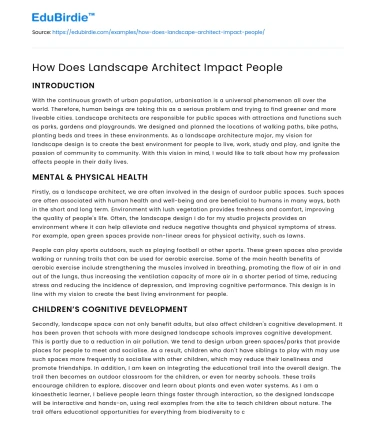 How Does Landscape Architect Impact People