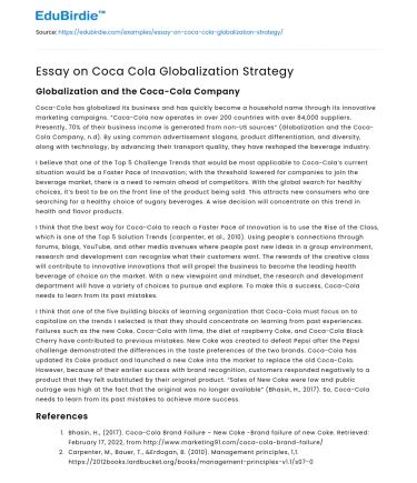 Coca Cola’s Global Strategy: A Comprehensive Analysis