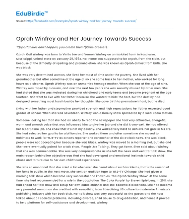 Oprah Winfrey and Her Journey Towards Success