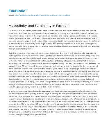 Masculinity and Femininity In Fashion