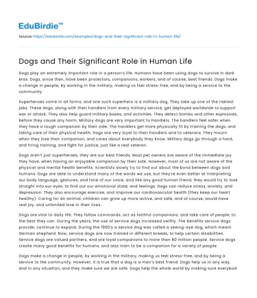 Dogs and Their Significant Role in Human Life