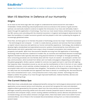 Man VS Machine: In Defence of our Humanity