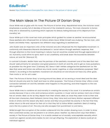 The Main Ideas In The Picture Of Dorian Gray