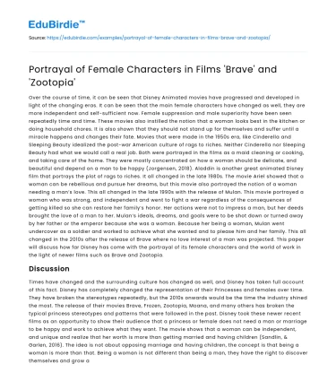 Portrayal of Female Characters in Films ‘Brave’ and ‘Zootopia’