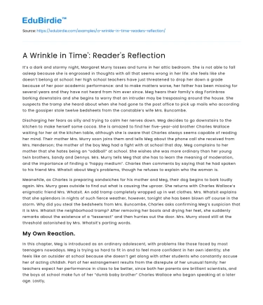 A Wrinkle in Time’: Reader’s Reflection