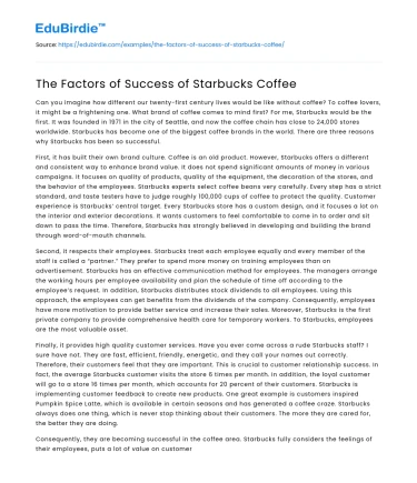 The Factors of Success of Starbucks Coffee