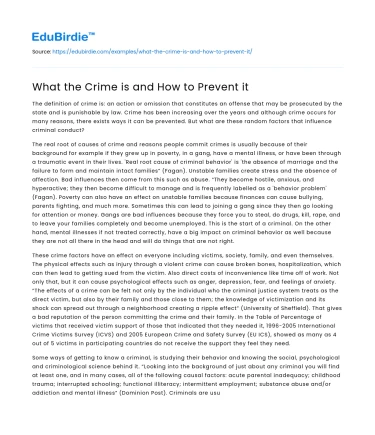 What the Crime is and How to Prevent it