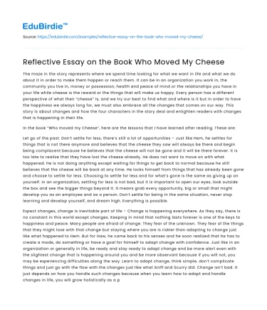 Lessons from ‘Who Moved My Cheese?’