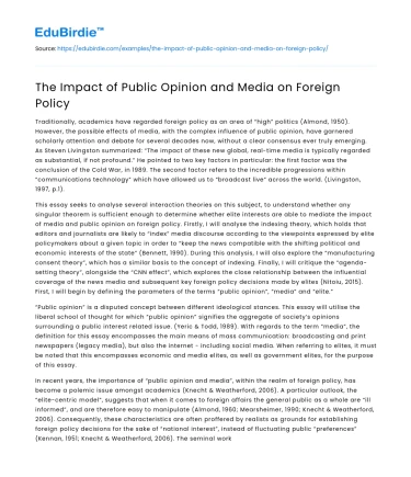 The Impact of Public Opinion and Media on Foreign Policy