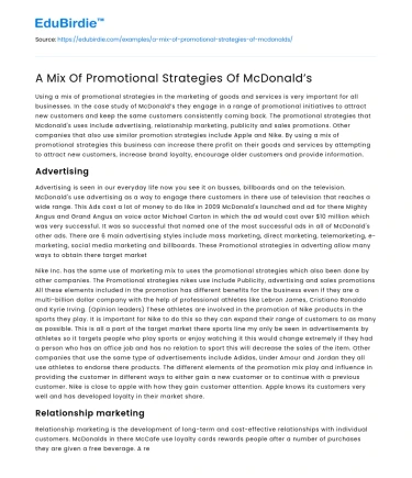 McDonald’s Diverse Promotional Techniques