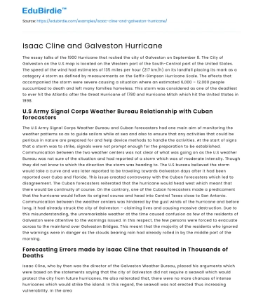 Isaac Cline and Galveston Hurricane