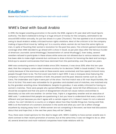 WWE’s Deal with Saudi Arabia