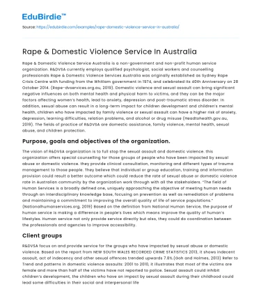 Rape & Domestic Violence Service In Australia