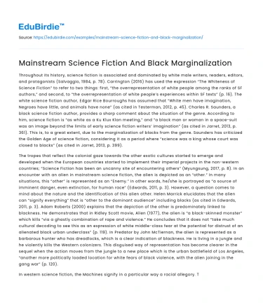 Mainstream Science Fiction And Black Marginalization