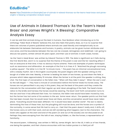Animal use in Thomas’s and Wright’s poetry: A comparative analysis
