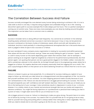 The Correlation Between Success And Failure