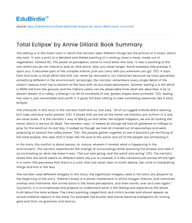 Total Eclipse’ by Annie Dillard: Book Summary