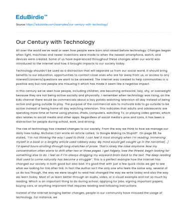 Our Century with Technology