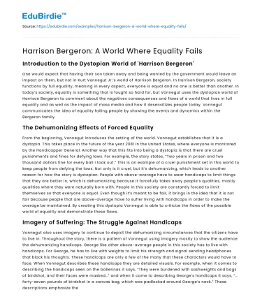 Harrison Bergeron: A World Where Equality Fails