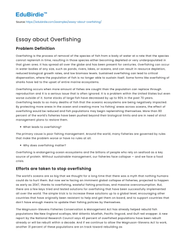 Essay about Overfishing