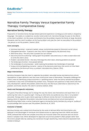 Comparing Narrative and Experiential Family Therapy