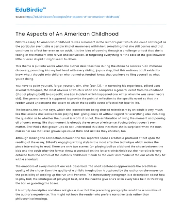 The Aspects of An American Childhood