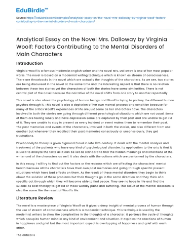 Factors contributing to mental disorders in Mrs Dalloway