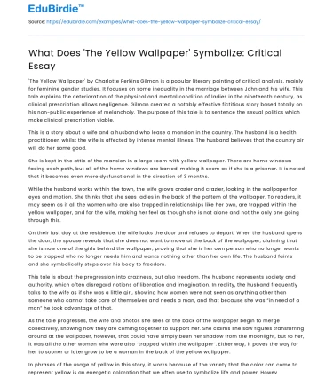 What Does ‘The Yellow Wallpaper’ Symbolize: Critical Essay