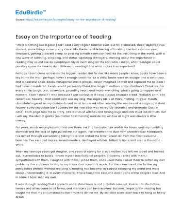 Essay on the Importance of Reading