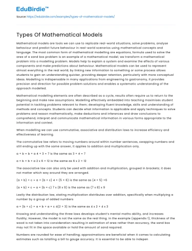 Types Of Mathematical Models