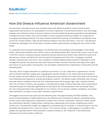 How Did Greece Influence American Government