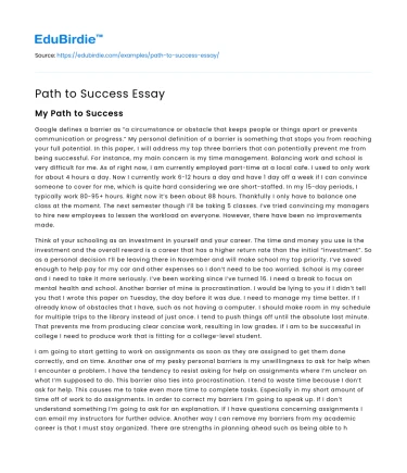 Path to Success Essay