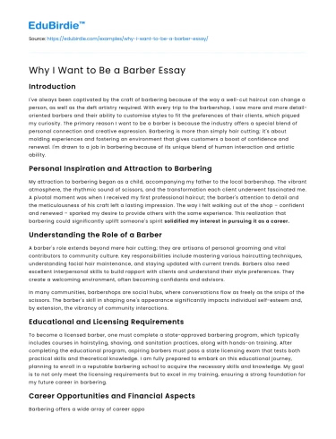 Why I Want to Be a Barber Essay