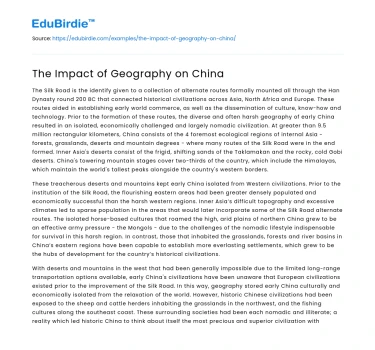 The Impact of Geography on China