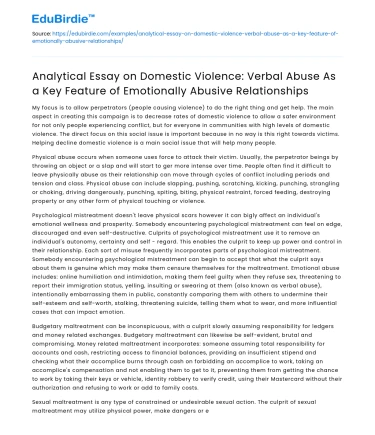 Verbal Abuse in Emotionally Abusive Relationships