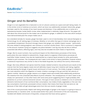 Ginger and Its Benefits