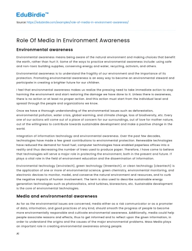 Role Of Media In Environment Awareness