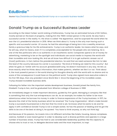 Donald Trump’s Business Acumen: A Multi-Dimensional Analysis