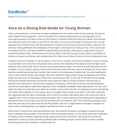 Alice as a Strong Role Model for Young Women